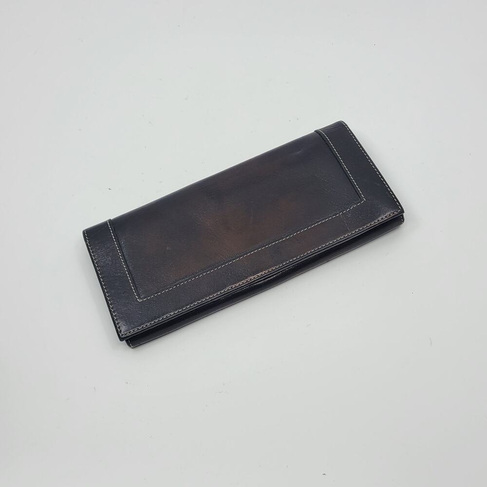 Vintage Beautiful Nordstrom genuine leather women's trifold wallet. Black